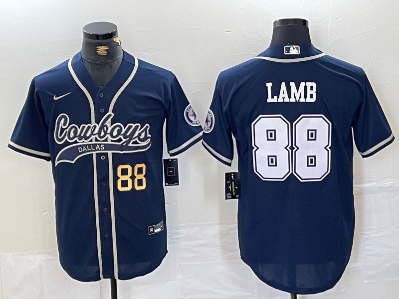 Men Dallas Cowboys 88 Lamb Blue Joint Name 2024 Nike Limited NFL Jersey style 2